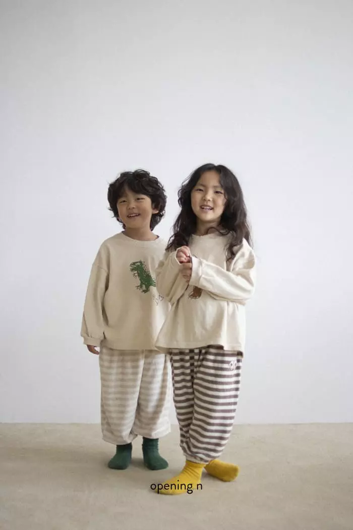 Opening & - Korean Children Fashion - #littlefashionista - Terry Stripes Pants - 10