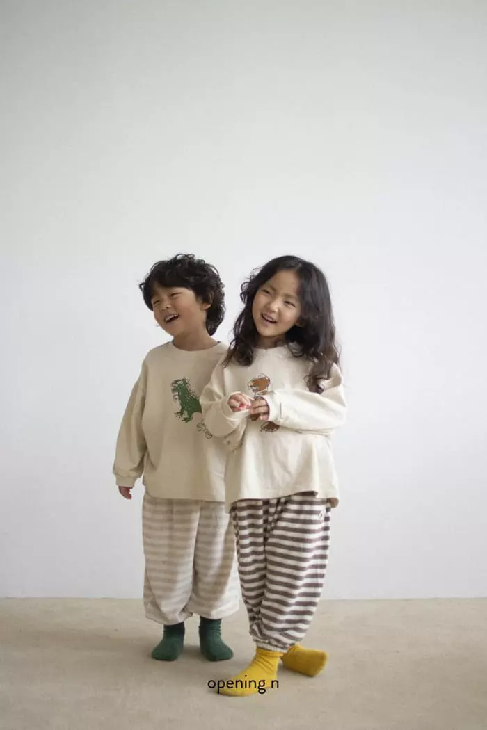 Opening & - Korean Children Fashion - #minifashionista - Terry Stripes Pants - 12