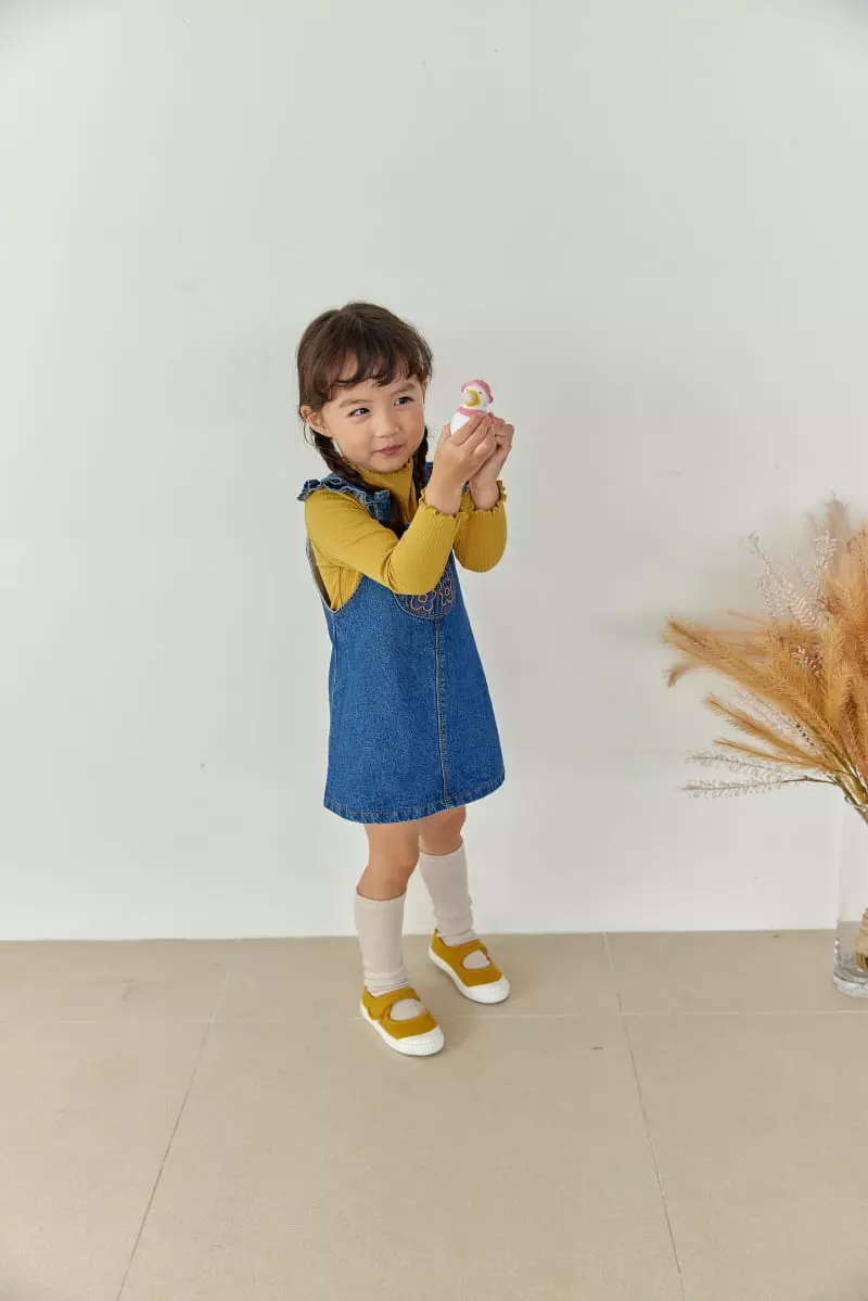 Orange Mom - Korean Children Fashion - #discoveringself - Heart Bear Dungarees One-piece - 4