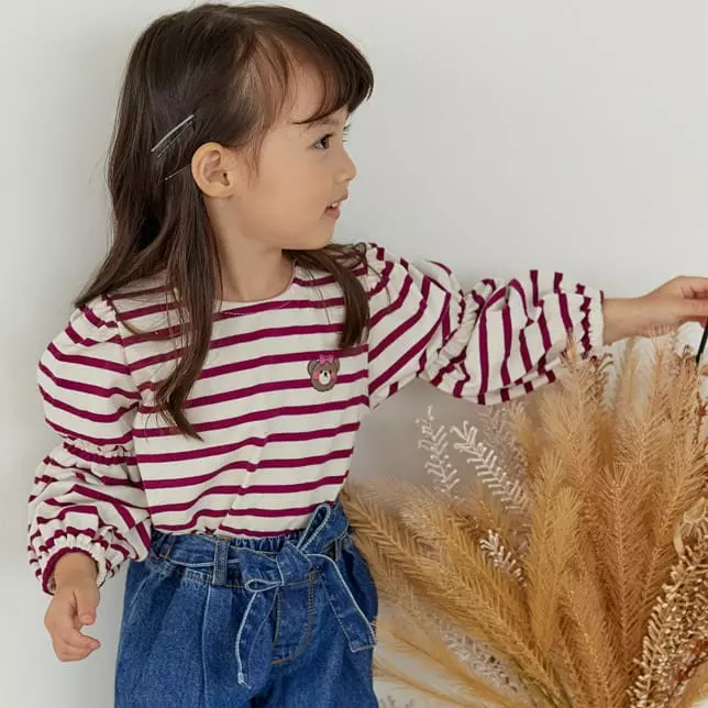 Orange Mom - Korean Children Fashion - #fashionkids - Bear Stripes Tee