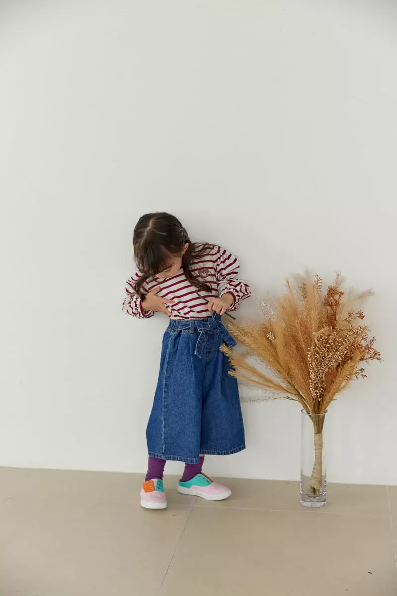 Orange Mom - Korean Children Fashion - #kidsshorts - Bear Stripes Tee - 4