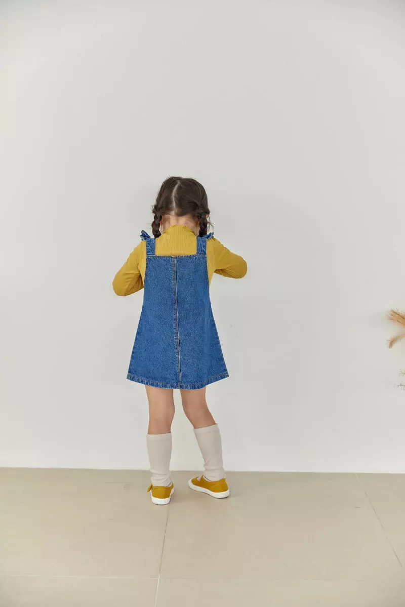 Orange Mom - Korean Children Fashion - #kidsstore - Heart Bear Dungarees One-piece - 7