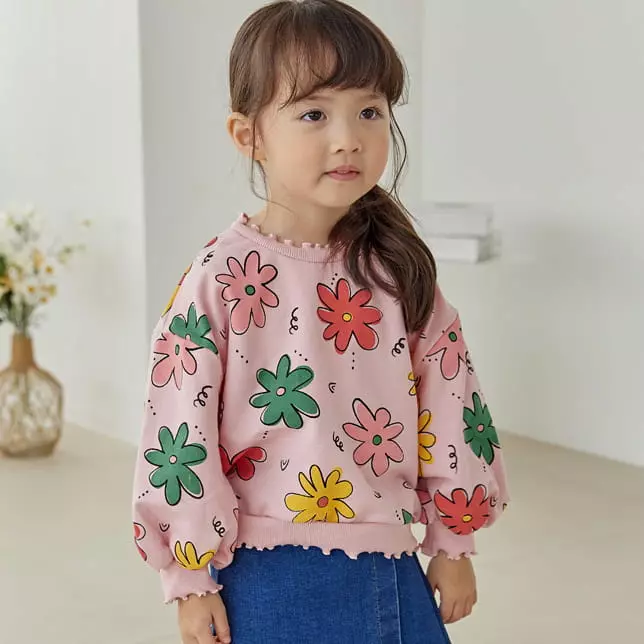 Orange Mom - Korean Children Fashion - #kidsstore - Flower Sweatshirt