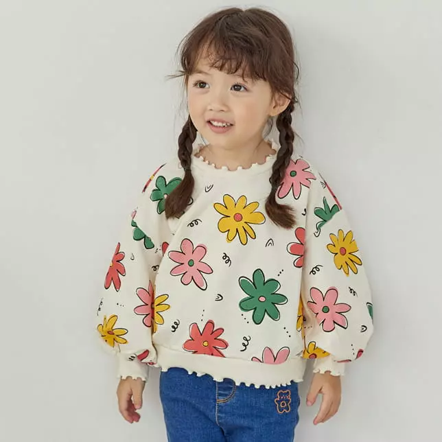 Orange Mom - Korean Children Fashion - #minifashionista - Flower Sweatshirt - 6