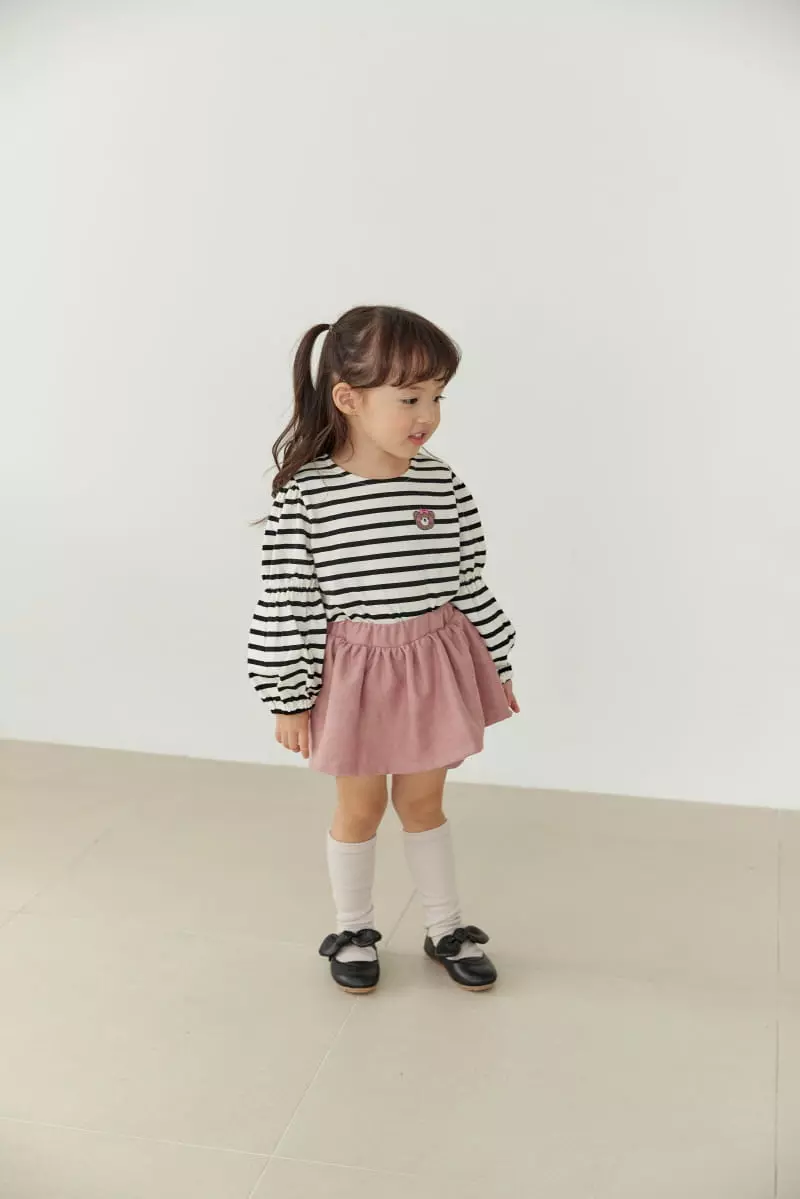 Orange Mom - Korean Children Fashion - #prettylittlegirls - Bear Stripes Tee - 10