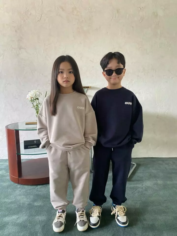 Our - Korean Children Fashion - #kidsshorts - Patch Logo Top Bottom Set - 7