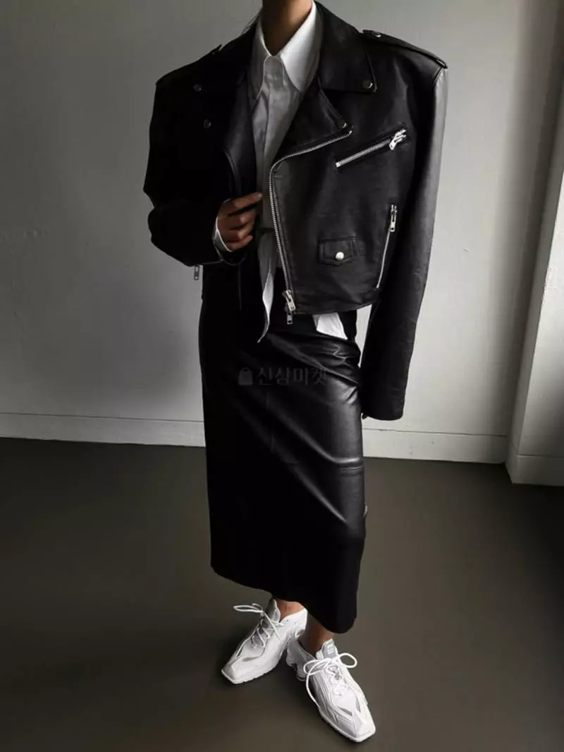 Paper Moon - Korean Women Fashion - #momslook - Leather Crop Biker Jacket