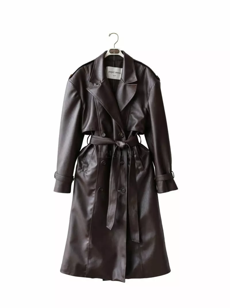 Paper Moon - Korean Women Fashion - #womensfashion - Double Leather Trench Coat - 4