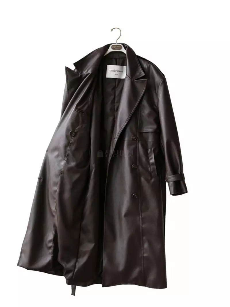 Paper Moon - Korean Women Fashion - #momslook - Double Leather Trench Coat - 7
