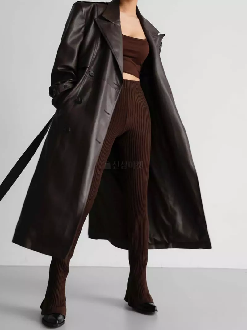 Paper Moon - Korean Women Fashion - #momslook - Double Leather Trench Coat - 8