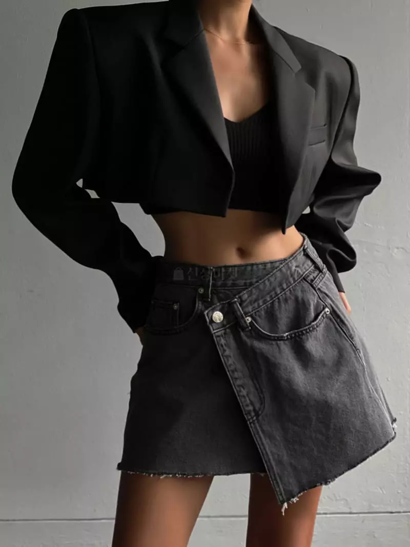 Paper Moon - Korean Women Fashion - #momslook - Unbalance Wrap Detail Mini Skirt - 6