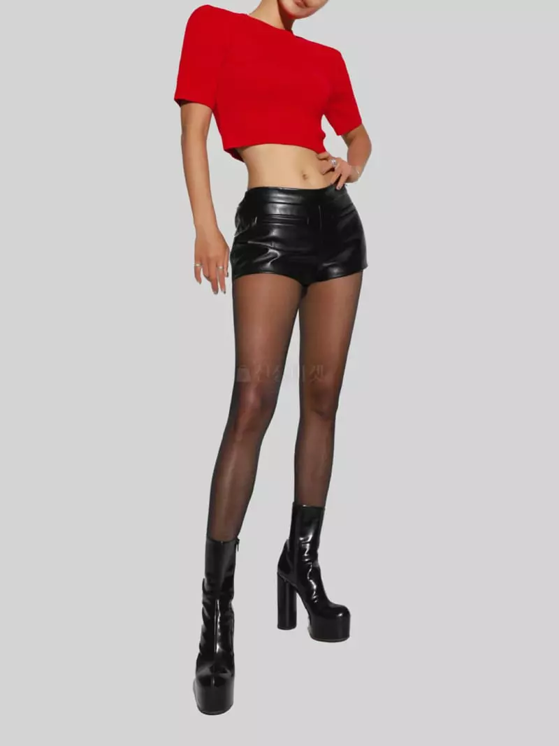 Paper Moon - Korean Women Fashion - #momslook - Leather Micro Shorts - 10