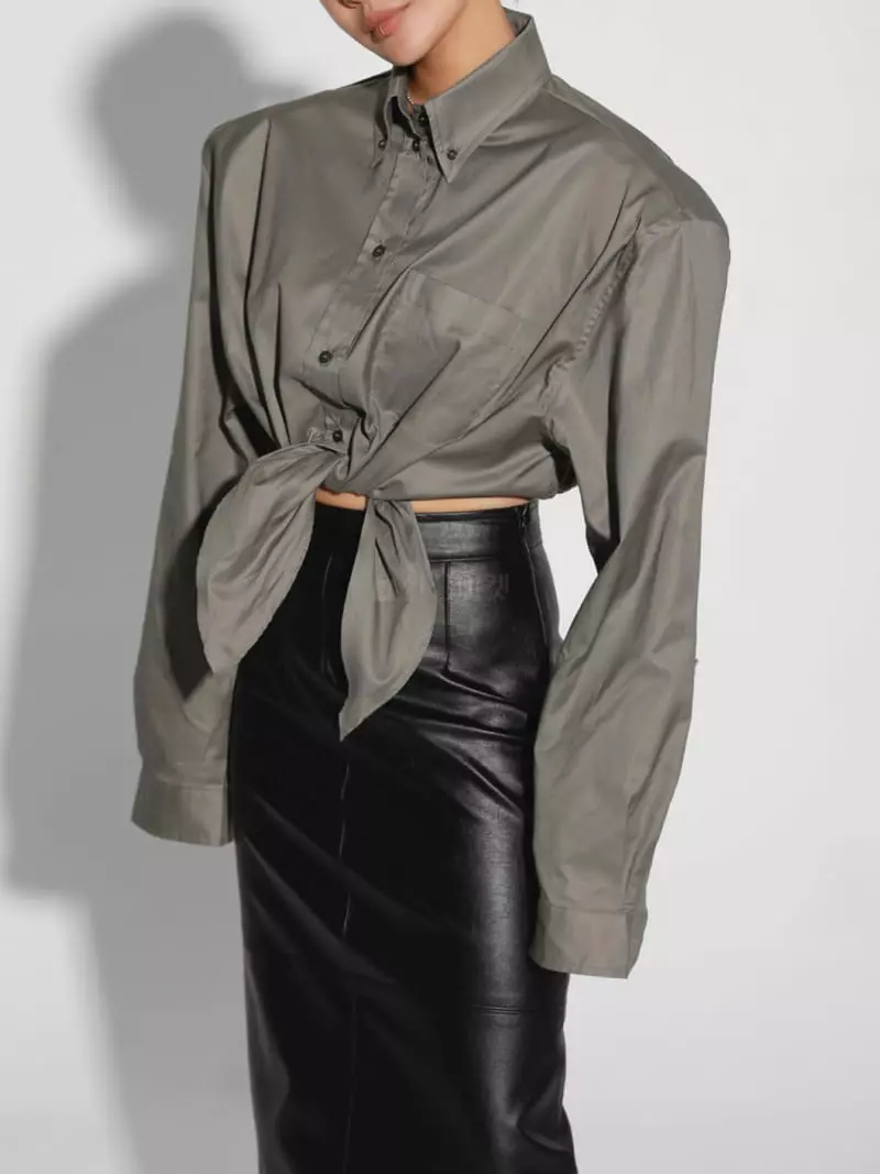 Paper Moon - Korean Women Fashion - #momslook - Detail Pad Shoulder Shirt - 2