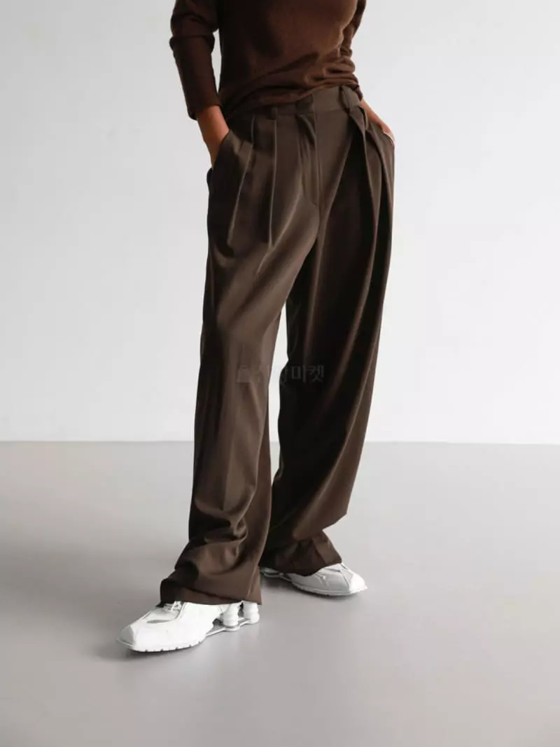 Paper Moon - Korean Women Fashion - #momslook - Low Waist Double Pleats Wide Pants