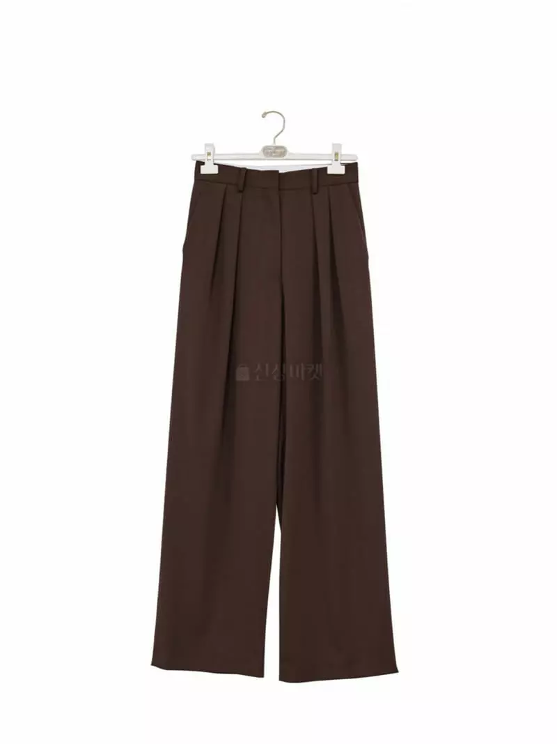 Paper Moon - Korean Women Fashion - #momslook - Low Waist Double Pleats Wide Pants - 3