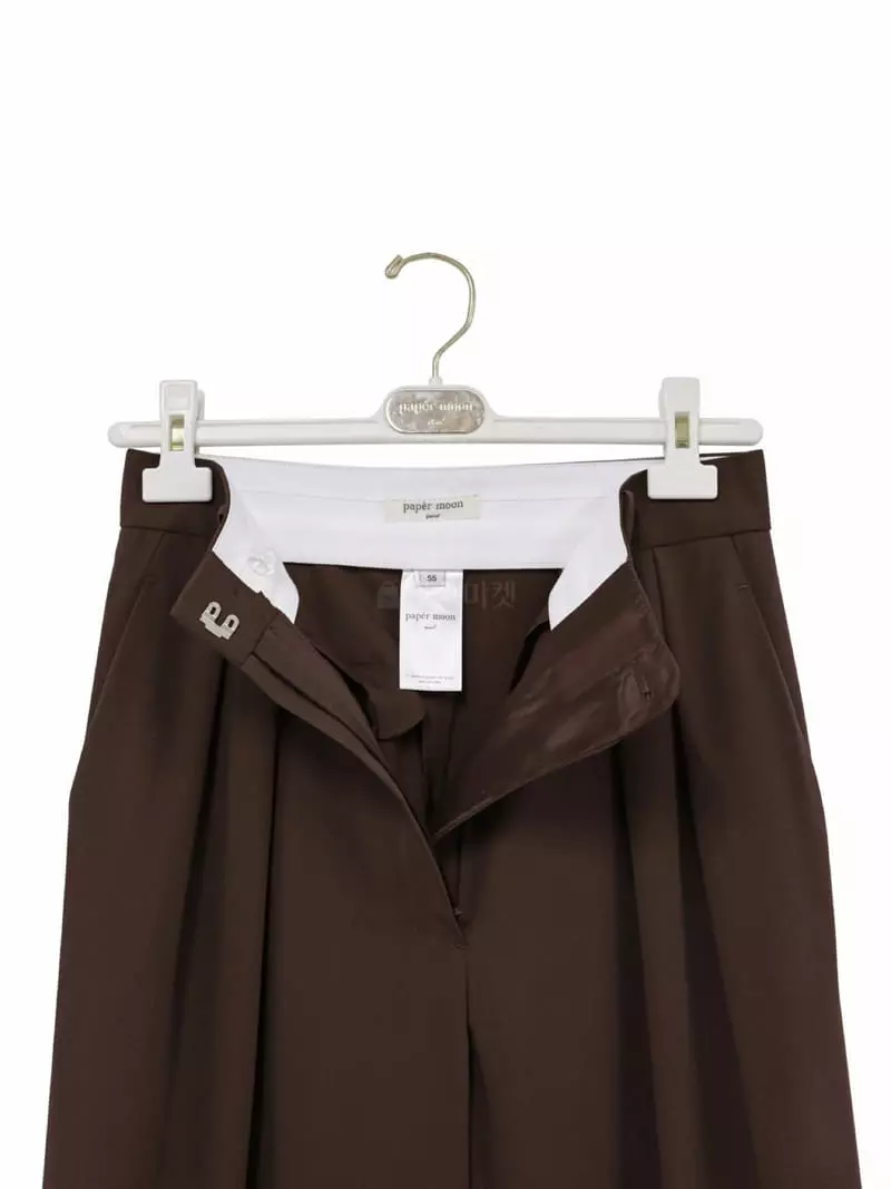 Paper Moon - Korean Women Fashion - #momslook - Low Waist Double Pleats Wide Pants - 7