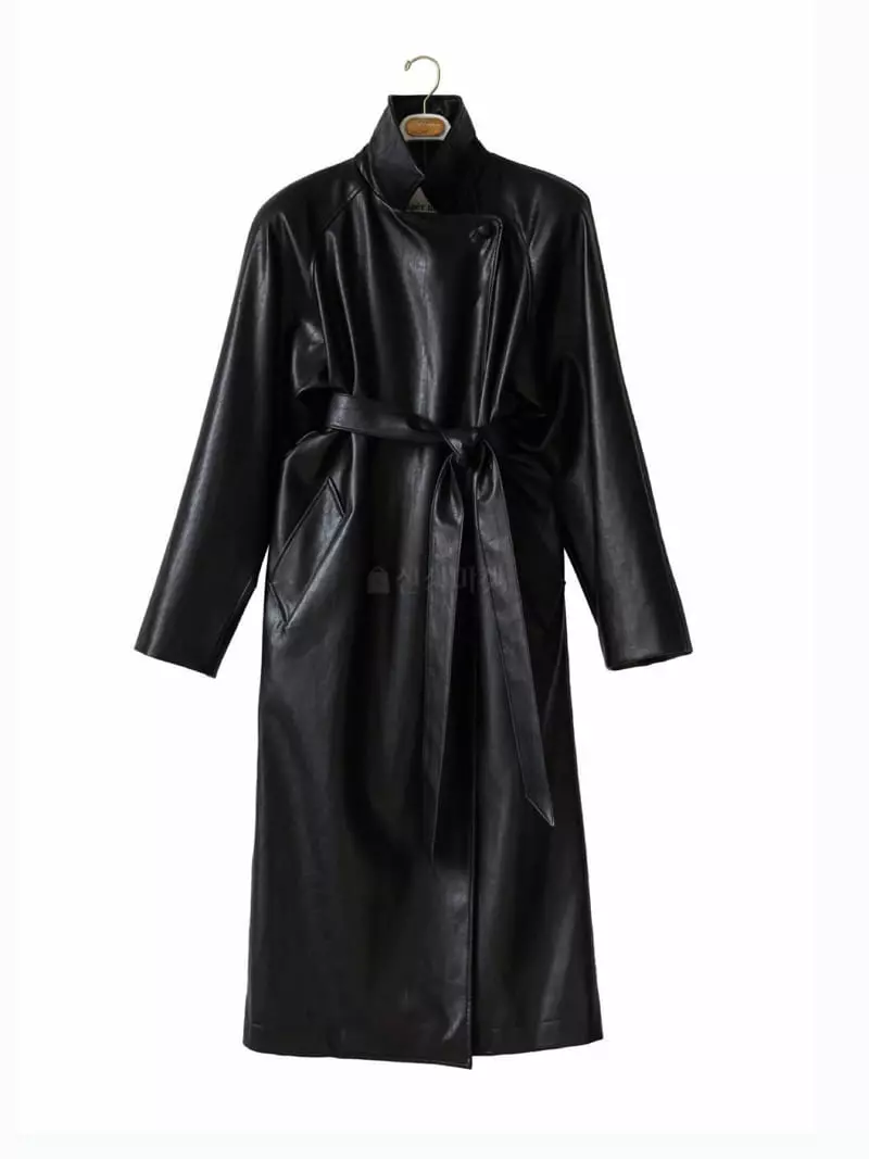 Paper Moon - Korean Women Fashion - #momslook - Padded Shoulder Leater Coat - 9