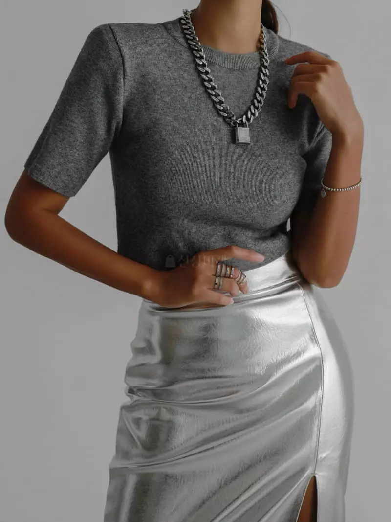 Paper Moon - Korean Women Fashion - #momslook - Pad Shoulder Knit Top - 8