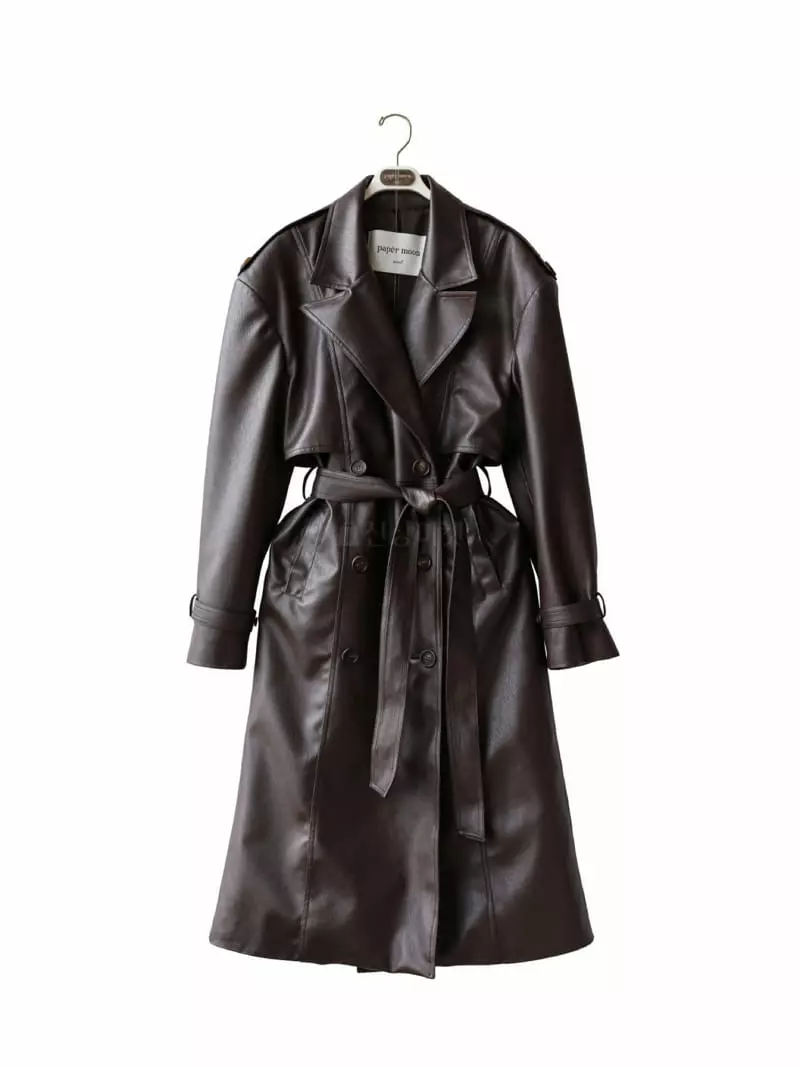 Paper Moon - Korean Women Fashion - #pursuepretty - Double Leather Trench Coat - 12