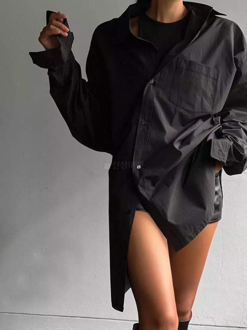 Paper Moon - Korean Women Fashion - #pursuepretty - Unbalance Detail Oversize Button Shirt - 9