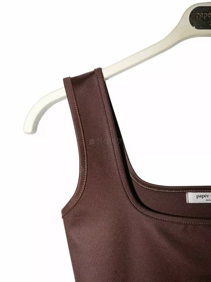 Paper Moon - Korean Women Fashion - #vintagekidsstyle - Square Neck Line Crop Tank Top - 4