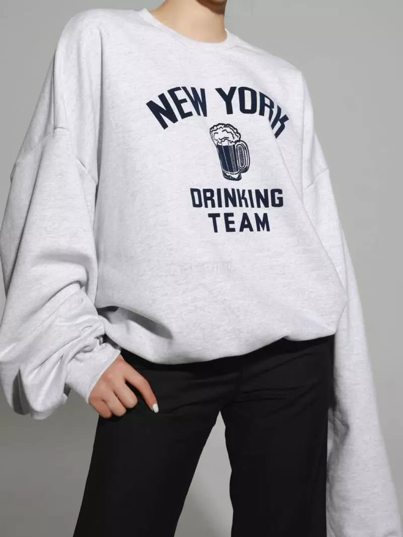 Paper Moon - Korean Women Fashion - #restrostyle - New York Drinking Team Sweatshirt - 2