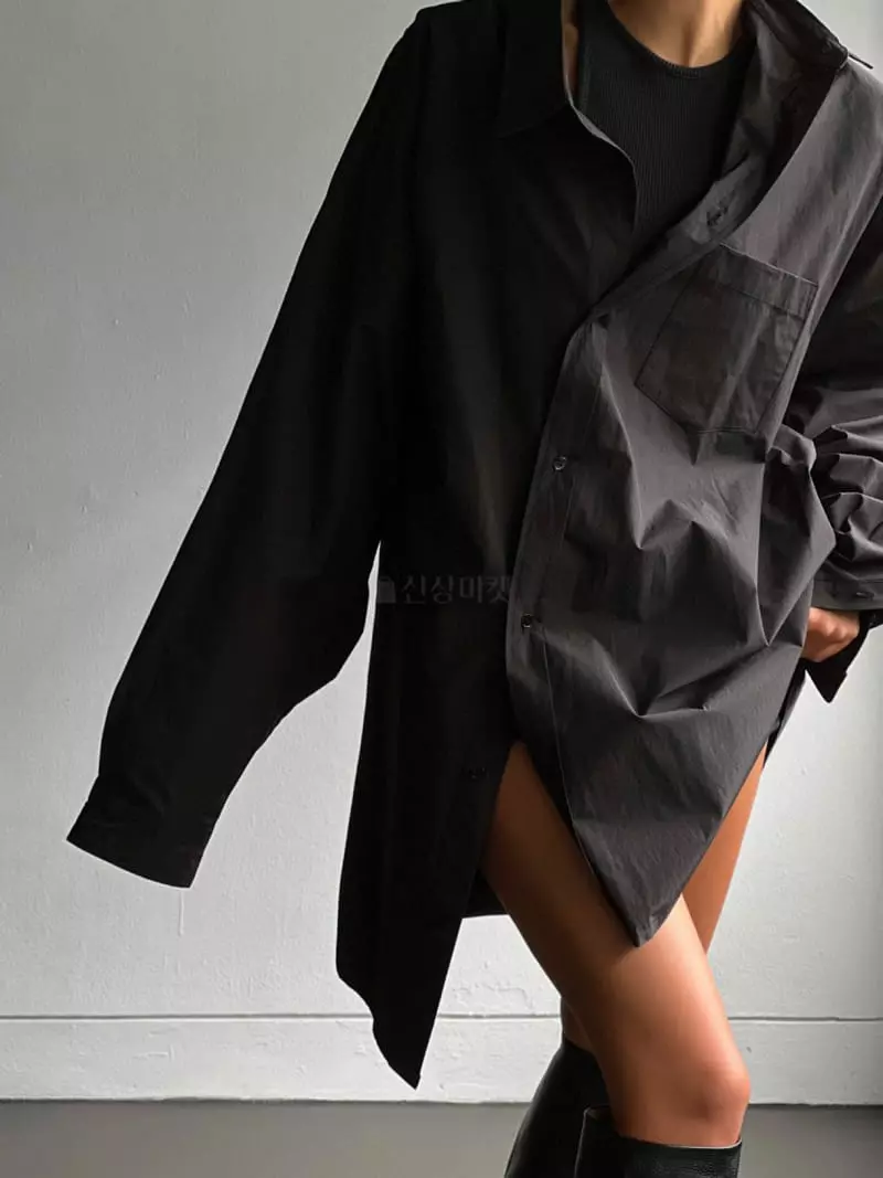 Paper Moon - Korean Women Fashion - #romanticstyle - Unbalance Detail Oversize Button Shirt - 11