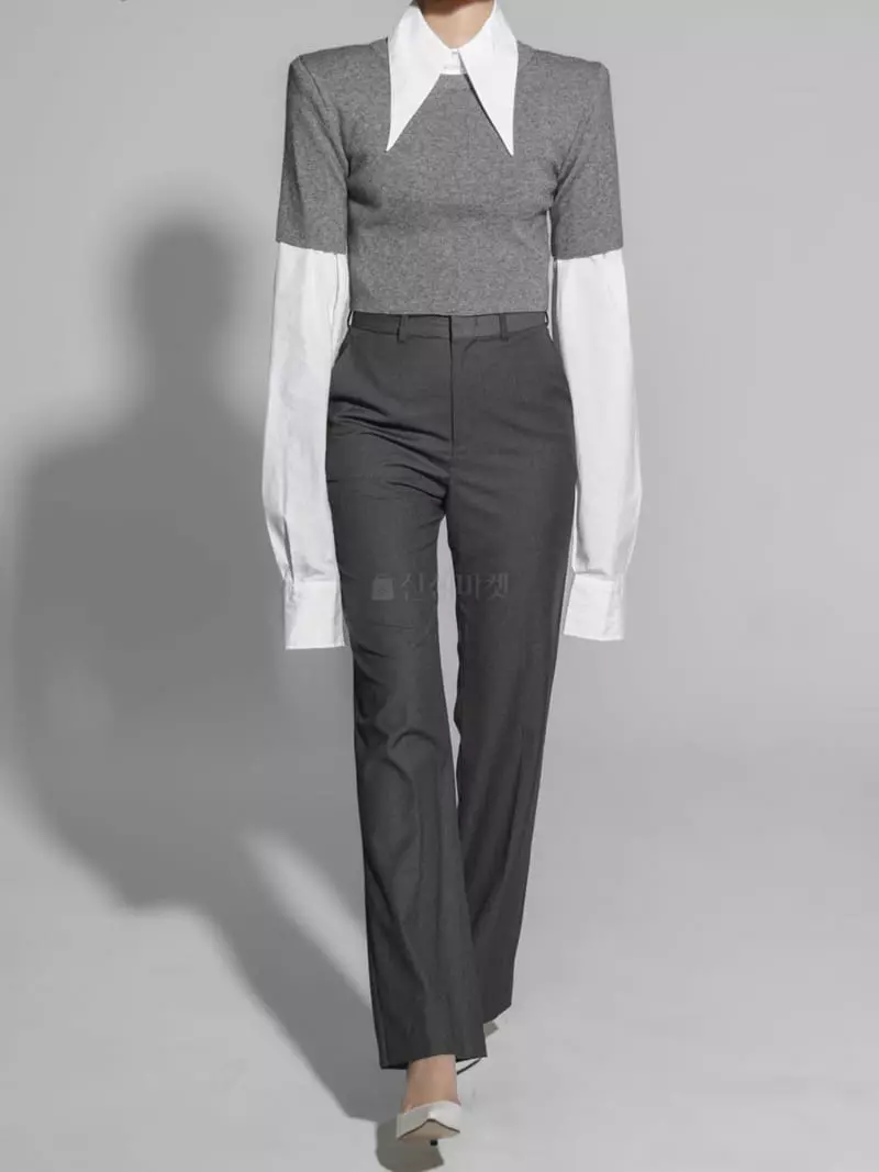Paper Moon - Korean Women Fashion - #romanticstyle - Pad SHOulder Crop Knit Tee