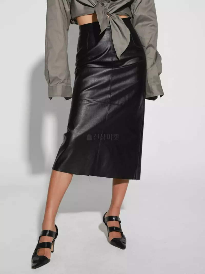 Paper Moon - Korean Women Fashion - #shopsmall - Leather Back Slit Plare Skirt