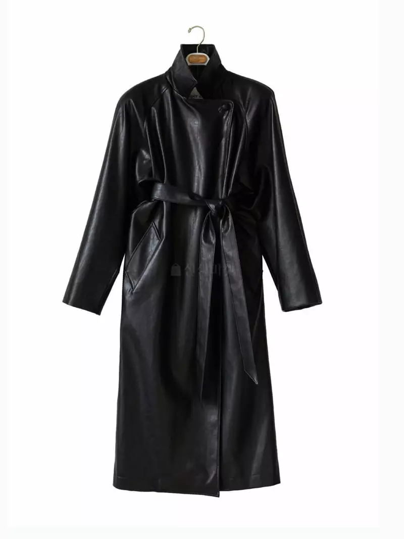 Paper Moon - Korean Women Fashion - #romanticstyle - Padded Shoulder Leater Coat - 4