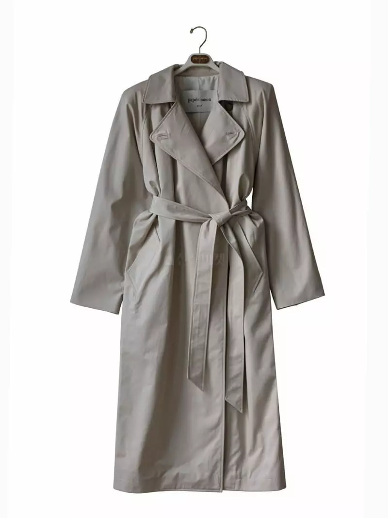 Paper Moon - Korean Women Fashion - #thatsdarling - Padded Shoulder Trench Coat - 6