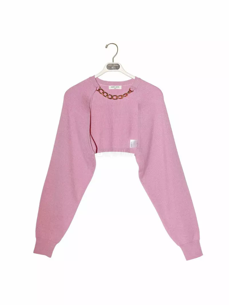 Paper Moon - Korean Women Fashion - #thatsdarling - Gold Chain Detail Cardigan - 7