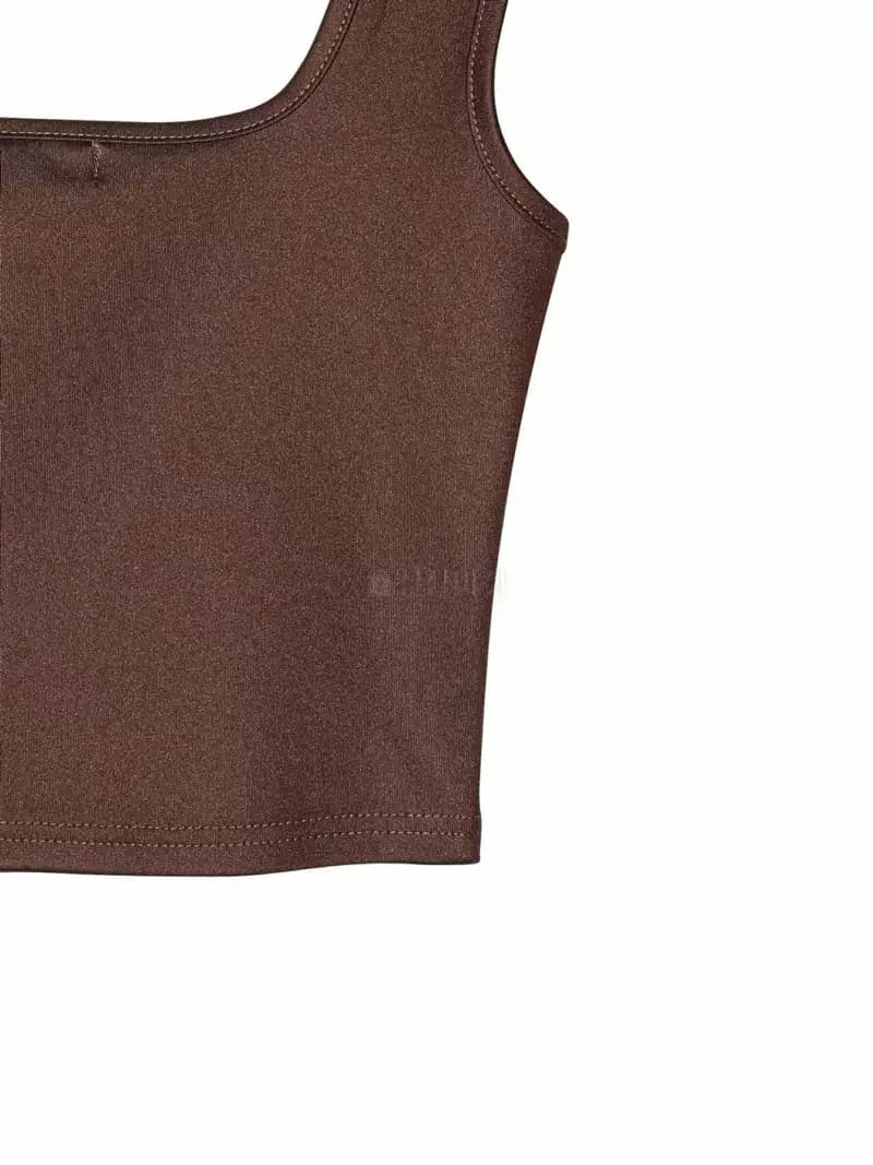 Paper Moon - Korean Women Fashion - #thelittlethings - Square Neck Line Crop Tank Top - 9