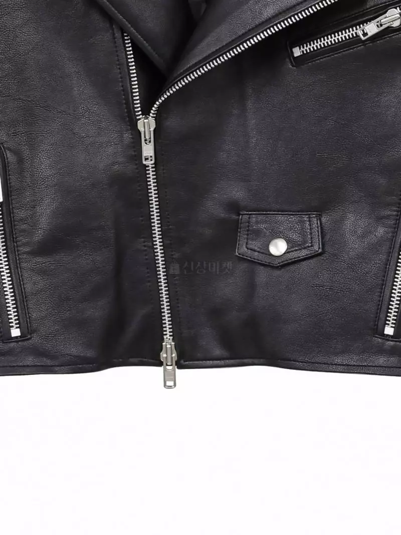 Paper Moon - Korean Women Fashion - #vintageinspired - Leather Crop Biker Jacket - 11