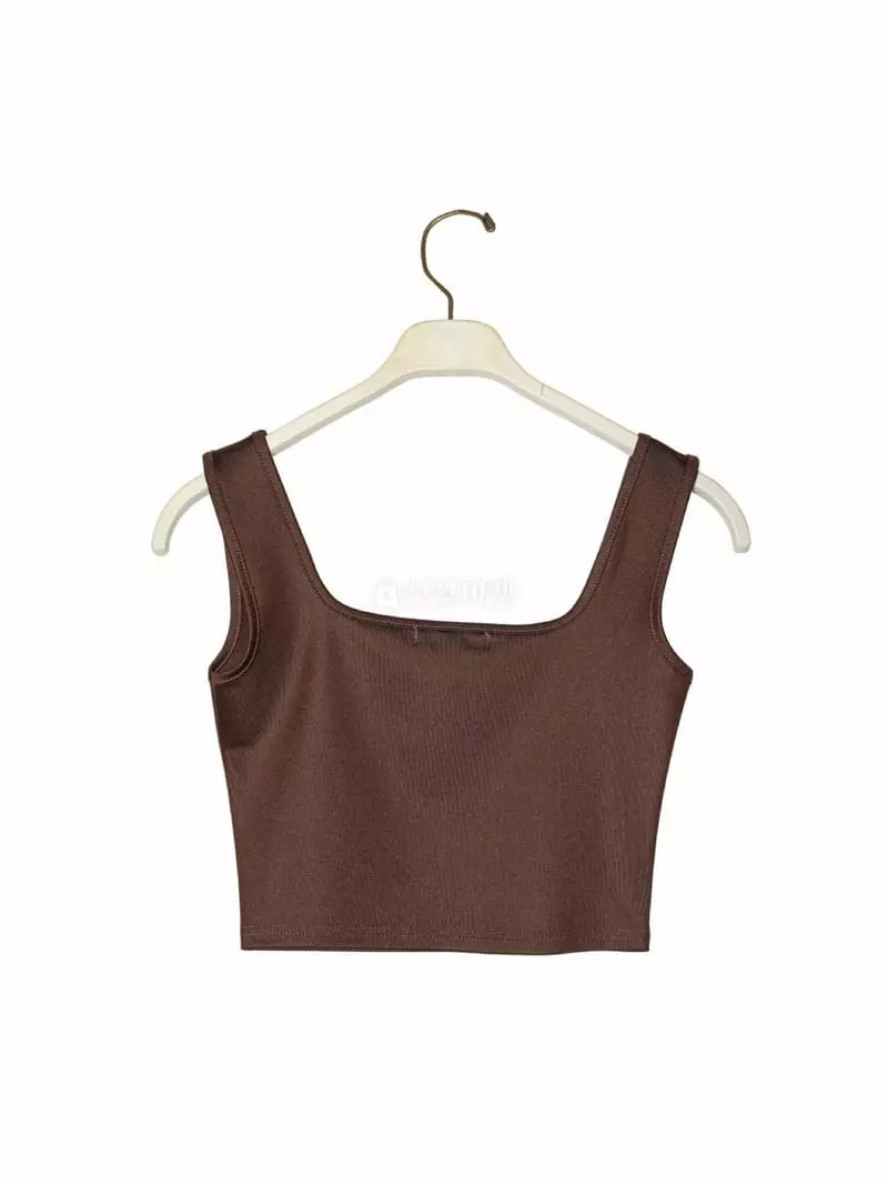 Paper Moon - Korean Women Fashion - #vintagekidsstyle - Square Neck Line Crop Tank Top - 3