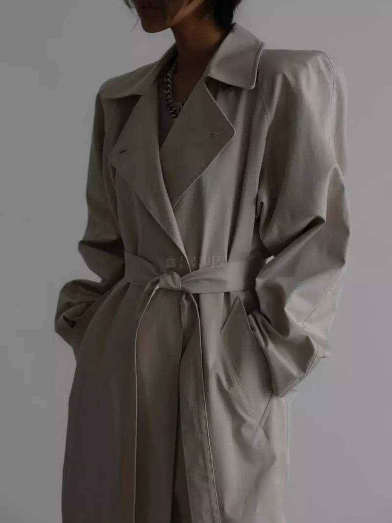 Paper Moon - Korean Women Fashion - #vintagekidsstyle - Padded Shoulder Trench Coat