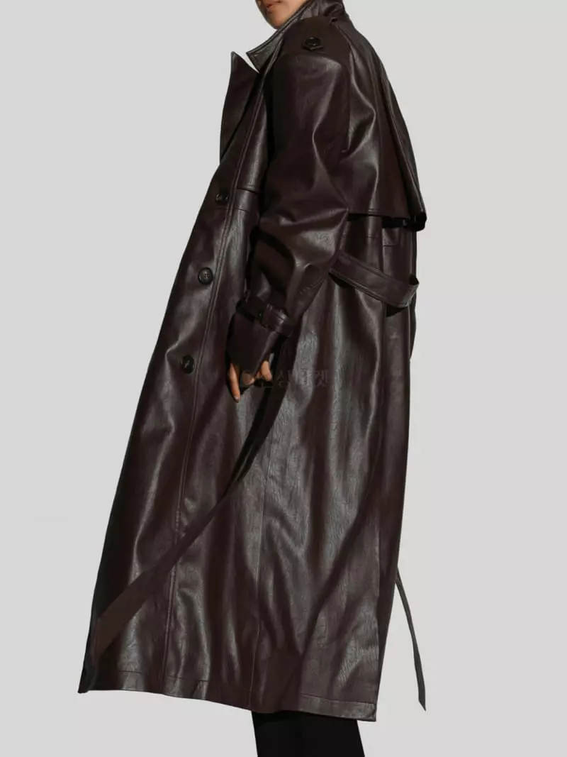 Paper Moon - Korean Women Fashion - #womensfashion - Double Leather Trench Coat - 3