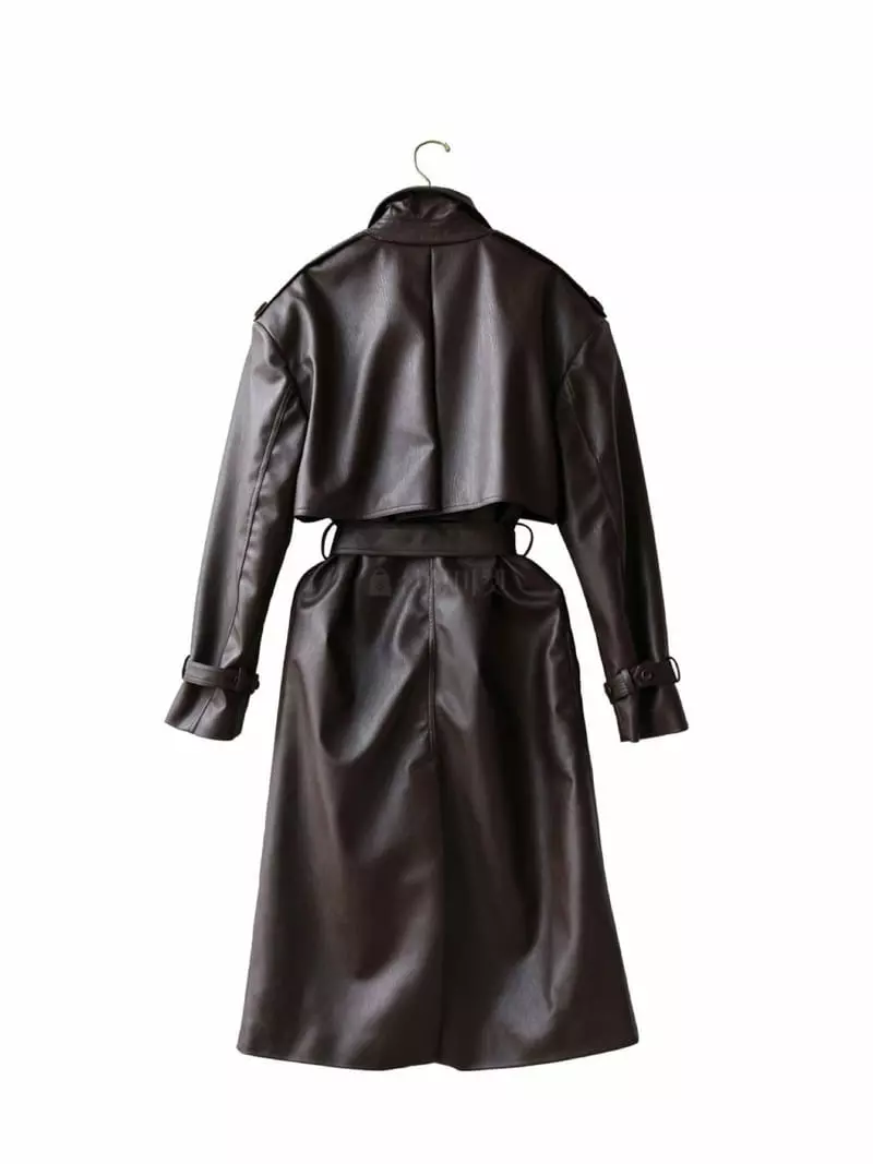 Paper Moon - Korean Women Fashion - #womensfashion - Double Leather Trench Coat - 5