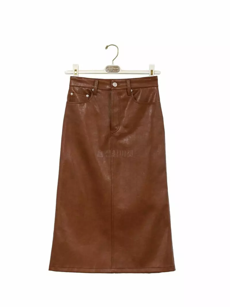 Paper Moon - Korean Women Fashion - #momslook - Leather Midi Length Skirt - 4