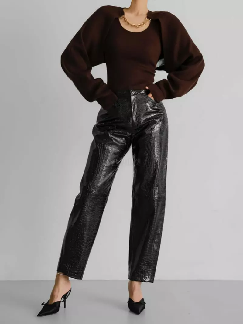 Paper Moon - Korean Women Fashion - #womensfashion - Volume Leather Pants