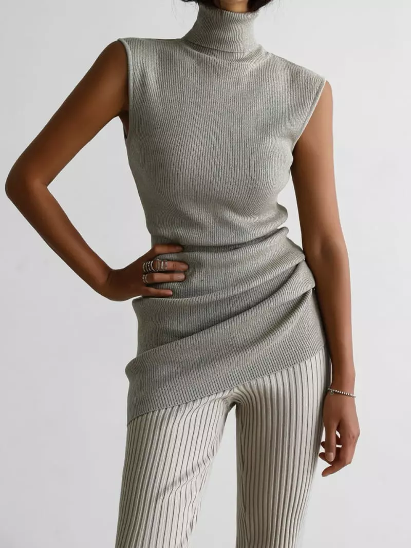 Paper Moon - Korean Women Fashion - #womensfashion - Metalic Sleeveless Rib Mini One-piece - 12