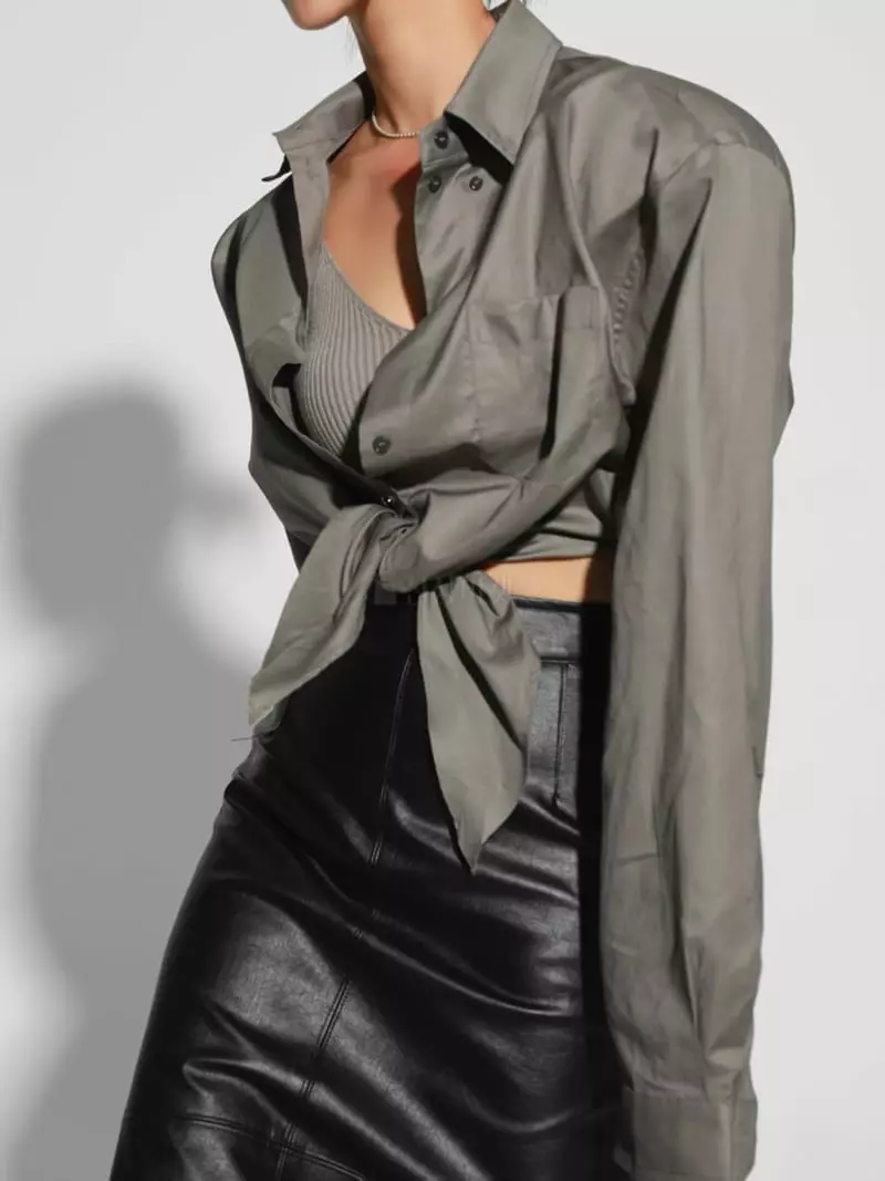 Paper Moon - Korean Women Fashion - #womensfashion - Detail Pad Shoulder Shirt