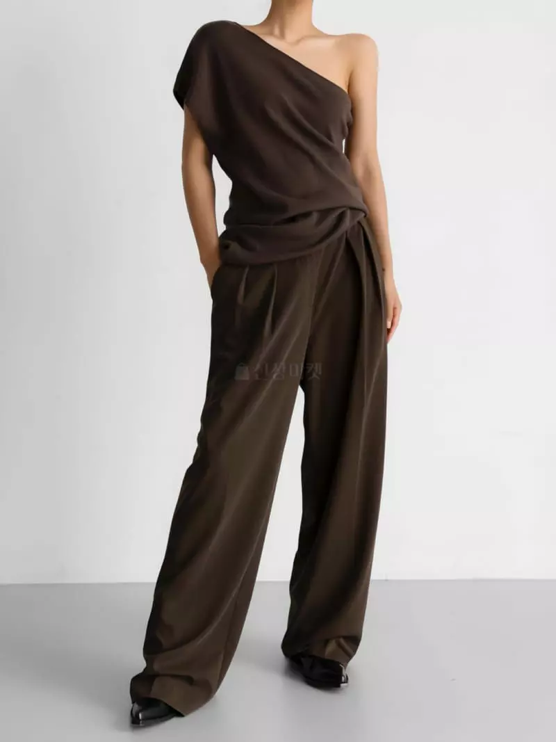 Paper Moon - Korean Women Fashion - #womensfashion - Low Waist Double Pleats Wide Pants - 12