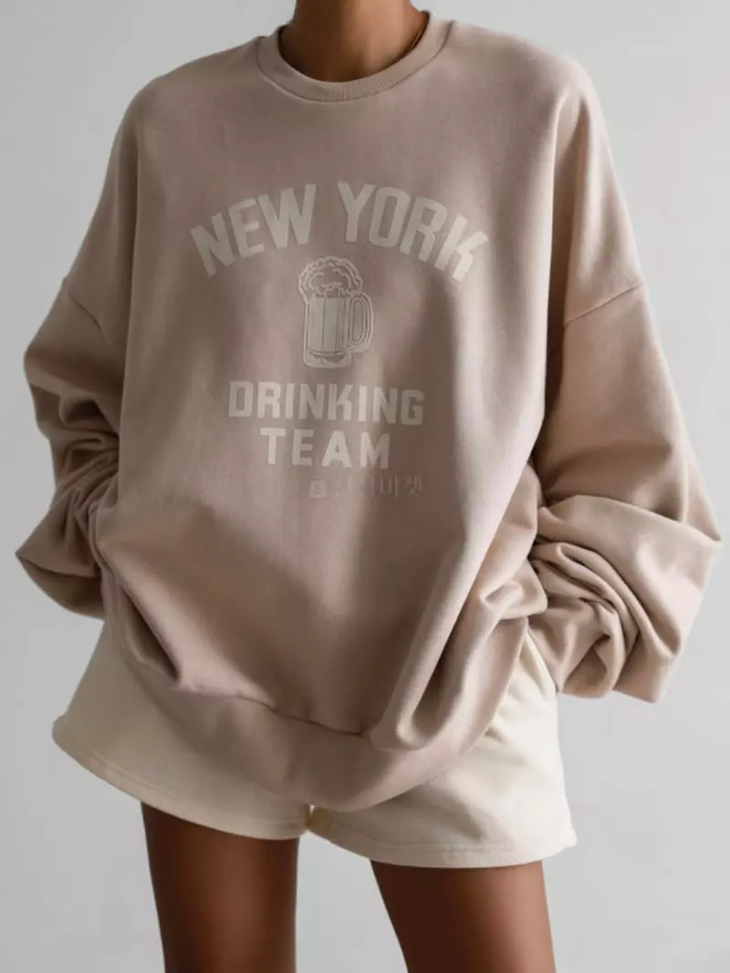 Paper Moon - Korean Women Fashion - #womensfashion - New York Drinking Team Sweatshirt - 10
