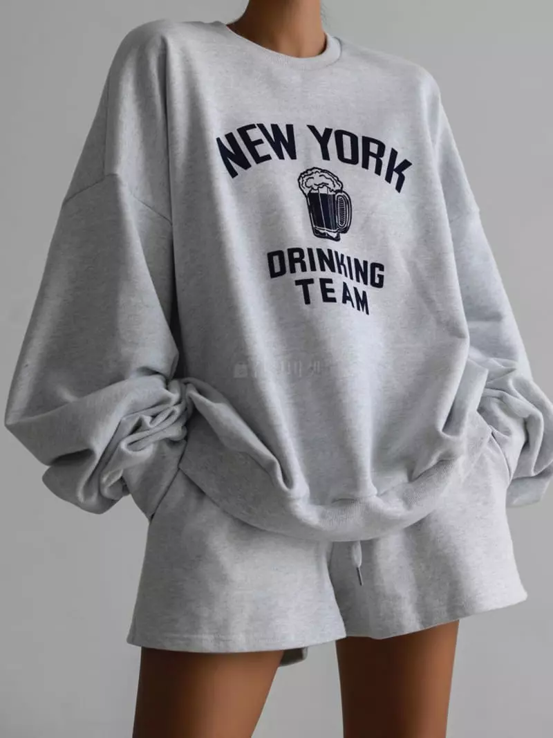 Paper Moon - Korean Women Fashion - #womensfashion - New York Drinking Team Sweatshirt - 12