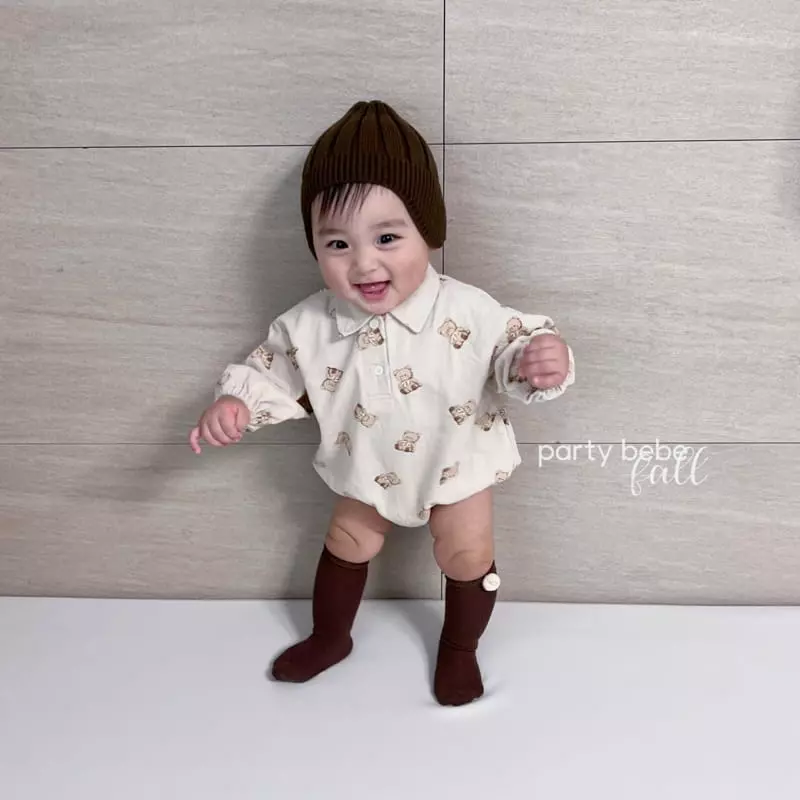Party Kids - Korean Baby Fashion - #smilingbaby - Bear Bodysuit - 4