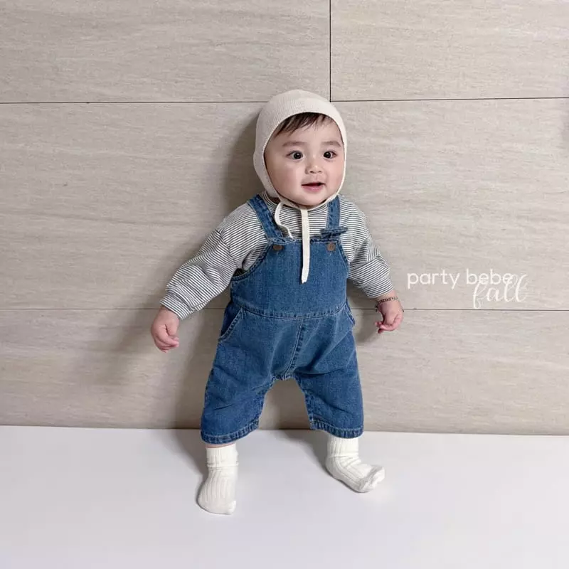Party Kids - Korean Baby Fashion - #babyboutiqueclothing - Bebe Cup Denim Overall - 4