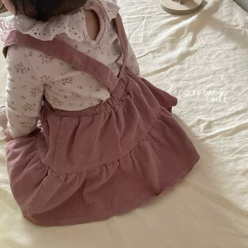 Party Kids - Korean Baby Fashion - #babyfashion - Rose Dungarees Skirt - 5