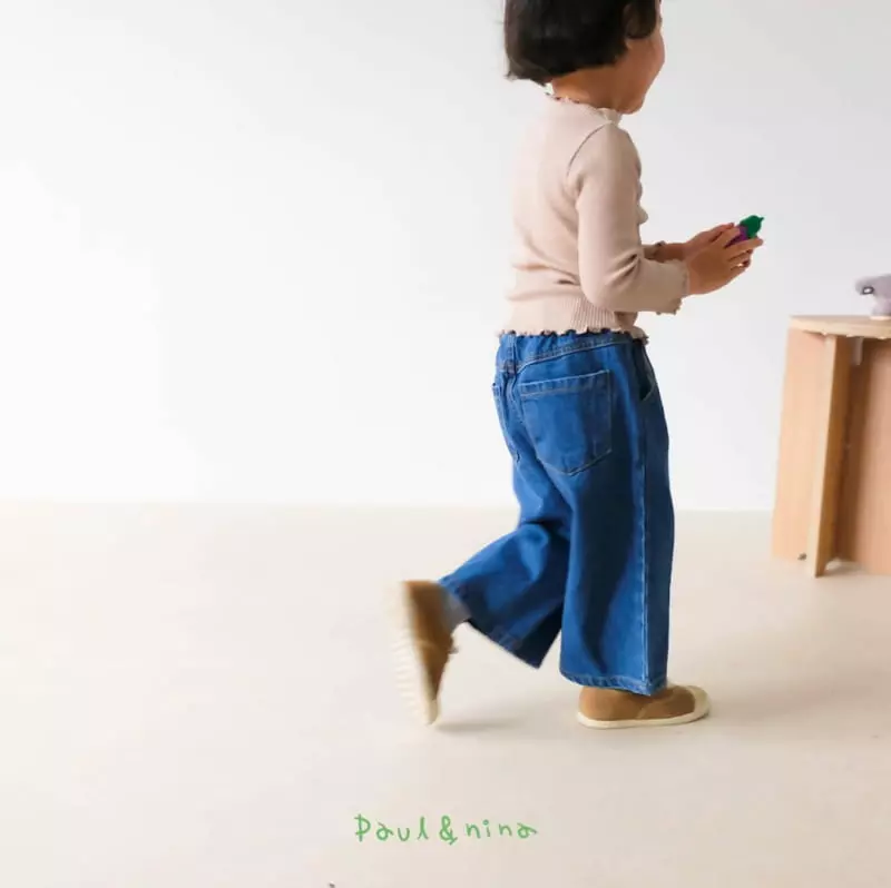 Paul & Nina - Korean Children Fashion - #Kfashion4kids - Wide Pintuck Jeans - 5