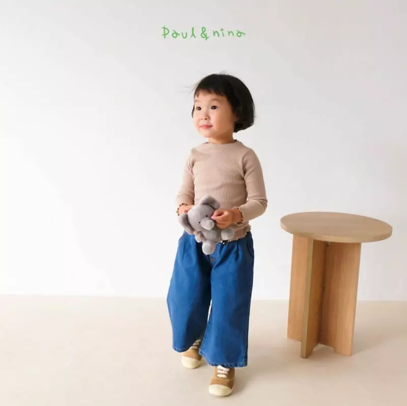 Paul & Nina - Korean Children Fashion - #childrensboutique - Wide Pintuck Jeans - 12